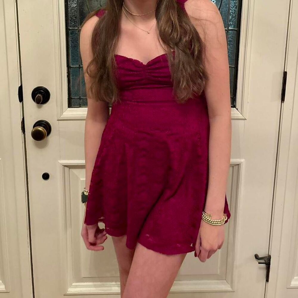 Lucy-in-the-sky Women's Pink and Burgundy Dress